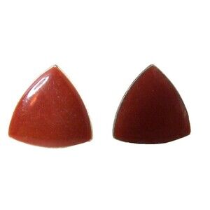 Triangle Enamel Post Back Pierced Earrings Rust Colored Vintage Classic